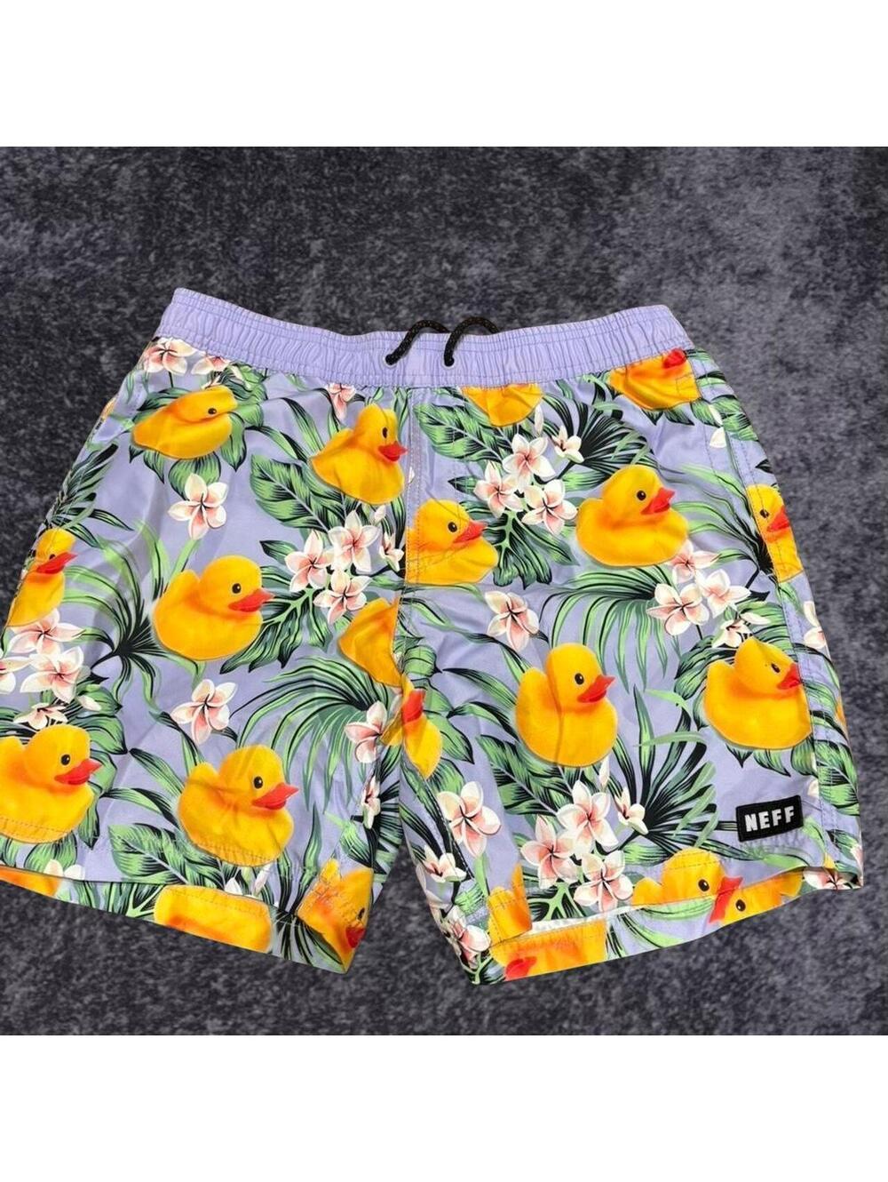 Neff purple rubber duck swim trunks 🟣🦆